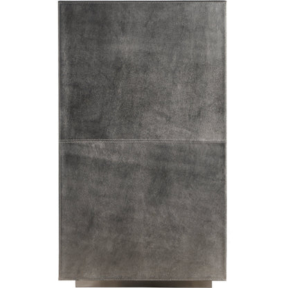 Francois Leather Sideboard by Butler Specialty Company in silver. Made from meranti wood solids, mdf, leather, polysuede cloth, stainless steel in a modern style.