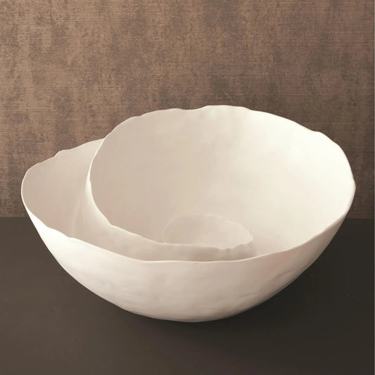 Spiral Bowl by Global Views in matte white. Made from ceramic in a coastal style.