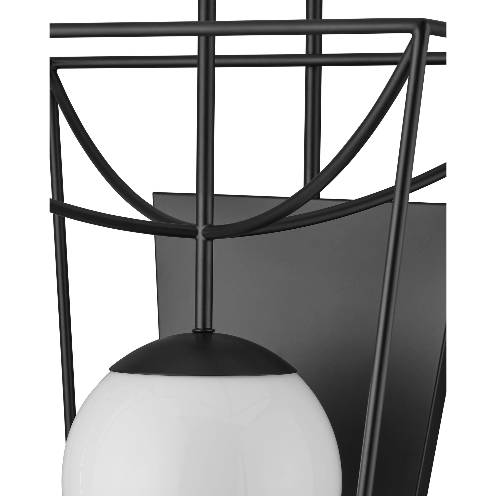 Rochefort Wall Sconce by Currey and Company in black, white. Made from metal, glass in a modern style.