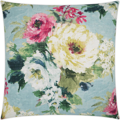 Meraki Throw Pillow by DV Kap Home in mist. Made from 75% cotton, 25% linen in a modern style.
