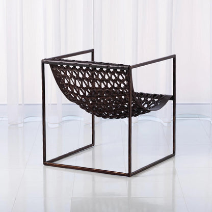 Knit And Pearl Chair by Global Views in bronze. Made from iron, leather in a modern style.