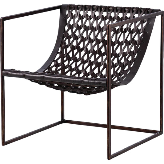 Knit And Pearl Chair by Global Views in bronze. Made from iron, leather in a modern style.
