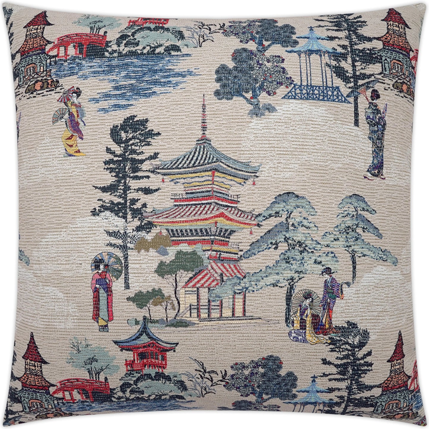 001 SI-2028105 | Primary Silo | Lago Pillow by DV Kap Home in multi, blue. Made from 76.3% polyester,12.9% cotton, 10.8% acrylic in a eclectic & global style.