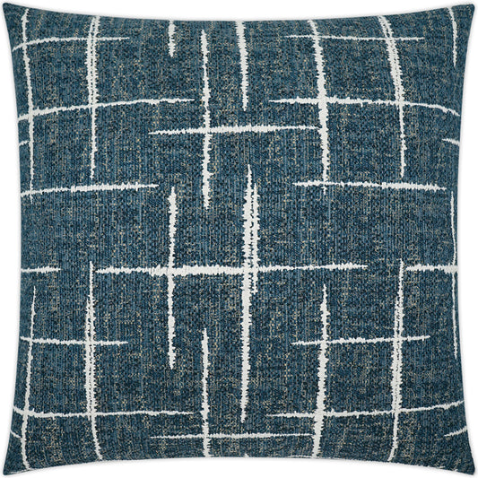Definition Pillow by DV Kap Home in blue. Made from 78% polyester, 22% poly chenille / embroidery: 100% cotton in a modern style.