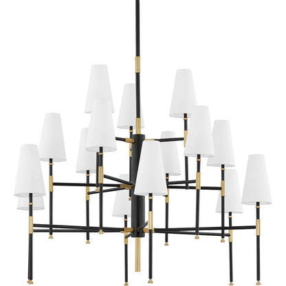 Bowery 15 Light Chandelier by Hudson Valley in aged old bronze. Made from steel in a modern style.