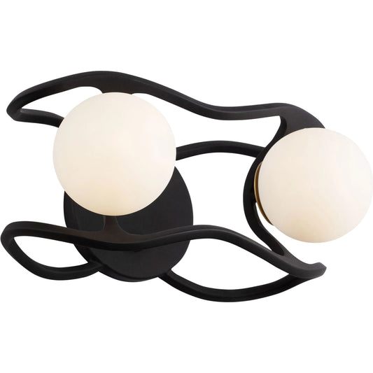 Betty Vanity Light by Varaluz in carbon/french gold. Made from unique in a modern style.