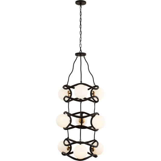 Betty 3-Tier Foyer Chandelier by Varaluz in carbon black/french gold. Made from unique in a modern style.