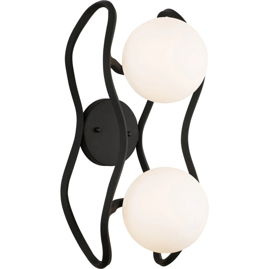 Betty 2-Light Sconce by Varaluz in carbon black/french gold. Made from unique in a modern style.