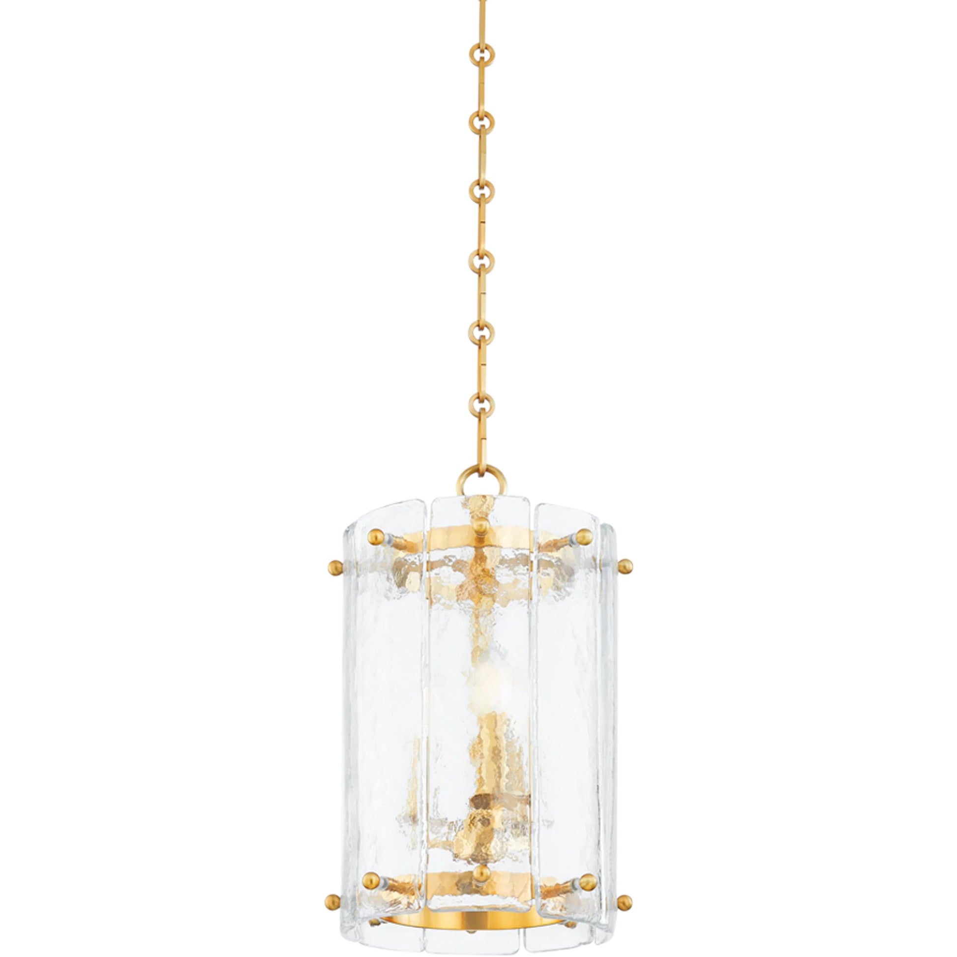 Rio Lantern by Corbett in vintage polished brass. Made from steel in a traditional style.