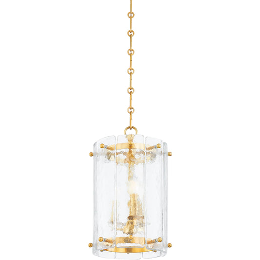 Rio Lantern by Corbett in vintage polished brass. Made from steel in a unique style.