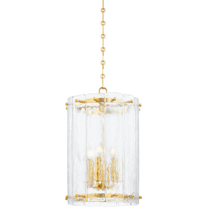 Rio Lantern by Corbett in vintage polished brass. Made from steel in a traditional style.
