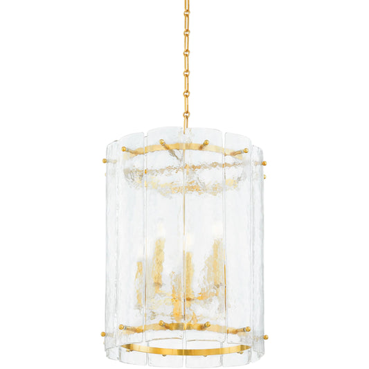 Rio Lantern by Corbett in vintage polished brass. Made from steel in a unique style.