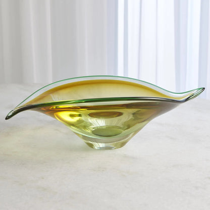 Bent Leaf Bowl by Global Views. Made from art glass in a unique style.