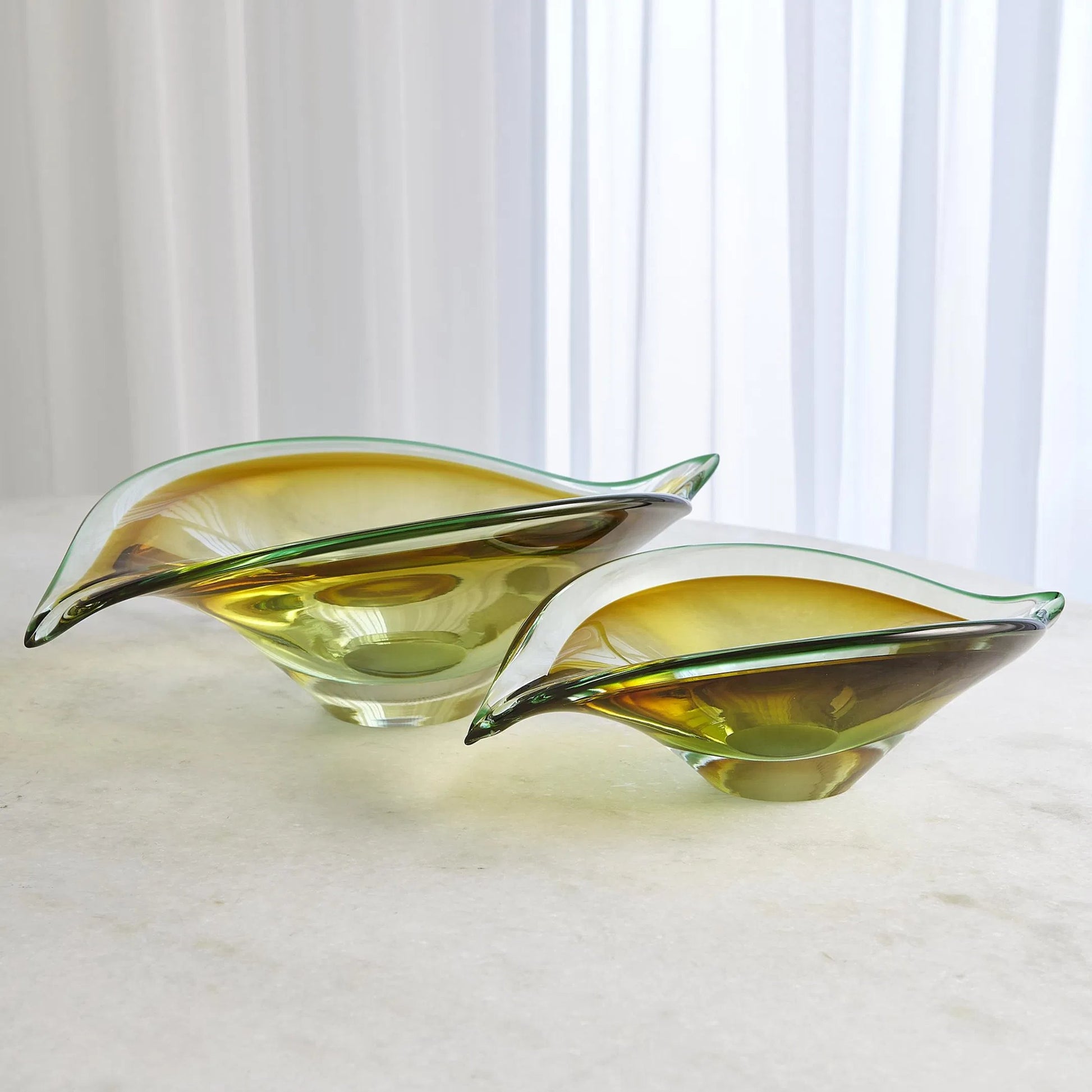 Bent Leaf Bowl by Global Views. Made from art glass in a unique style.