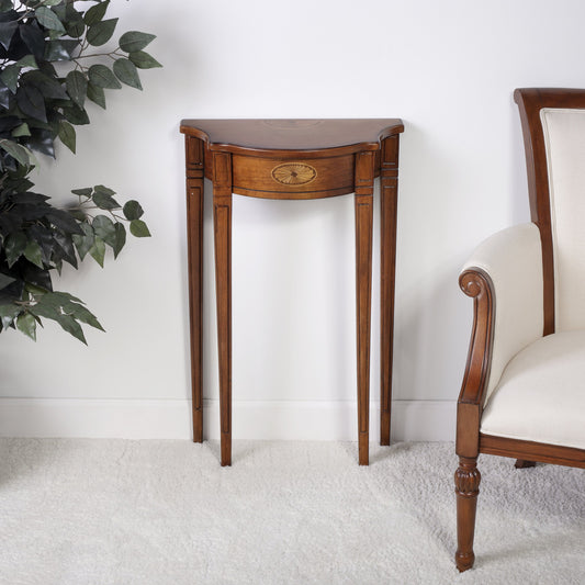 Chester Olive Ash Burl Console Table by Butler Specialty Company in medium brown and olive ash burl. Made from rubberwood solids, mdf, resin, cherry, maple, walnut veneers in a traditional style.