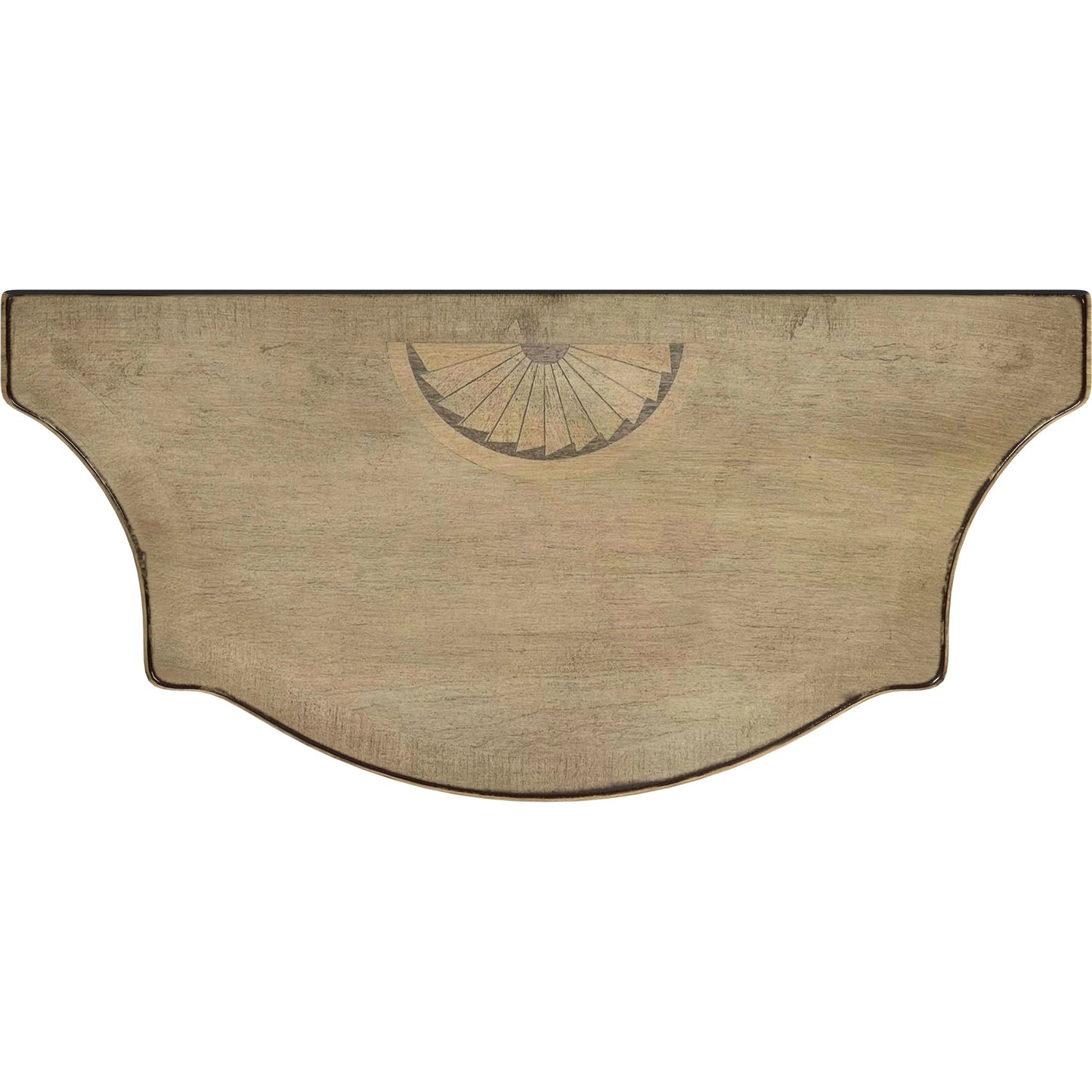 006 SI-2021913 | Closeup | Chester Demilune Console Table by Butler Specialty Company in beige and antique beige. Made from rubberwood solids, mdf, resin, cherry, maple and walnut veneers in a transitional style.