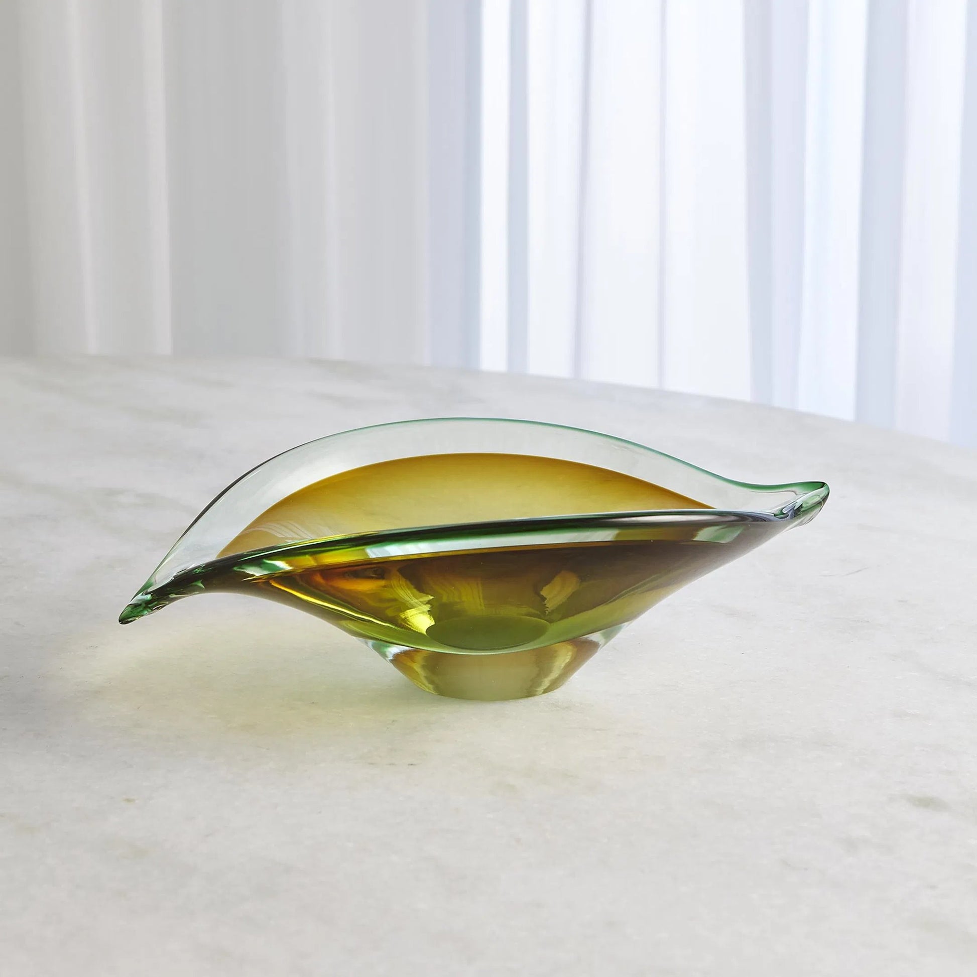 Bent Leaf Bowl by Global Views. Made from art glass in a unique style.