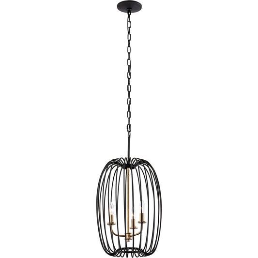 Nico Foyer Pendant by Varaluz in carbon black/havana gold. Made from unique in a modern style.