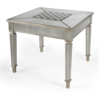Celeste Mirrored Game Table by Butler Specialty Company in silver and mirror. Made from poplar hardwood solids, mdf in a traditional style.