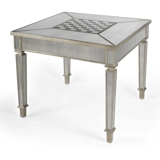 Celeste Mirrored Game Table by Butler Specialty Company in silver and mirror. Made from poplar hardwood solids, mdf in a traditional style.