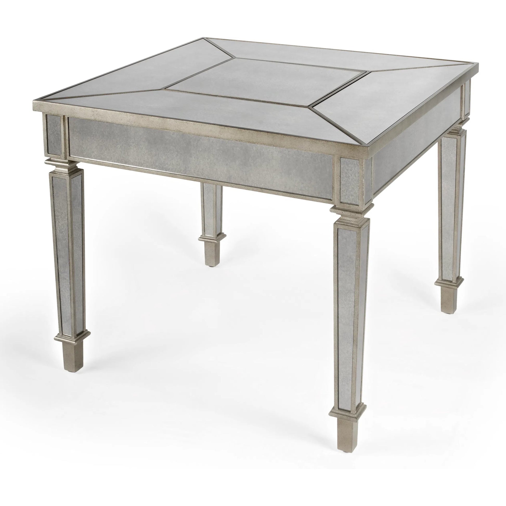 Celeste Mirrored Game Table by Butler Specialty Company in silver and mirror. Made from poplar hardwood solids, mdf in a traditional style.
