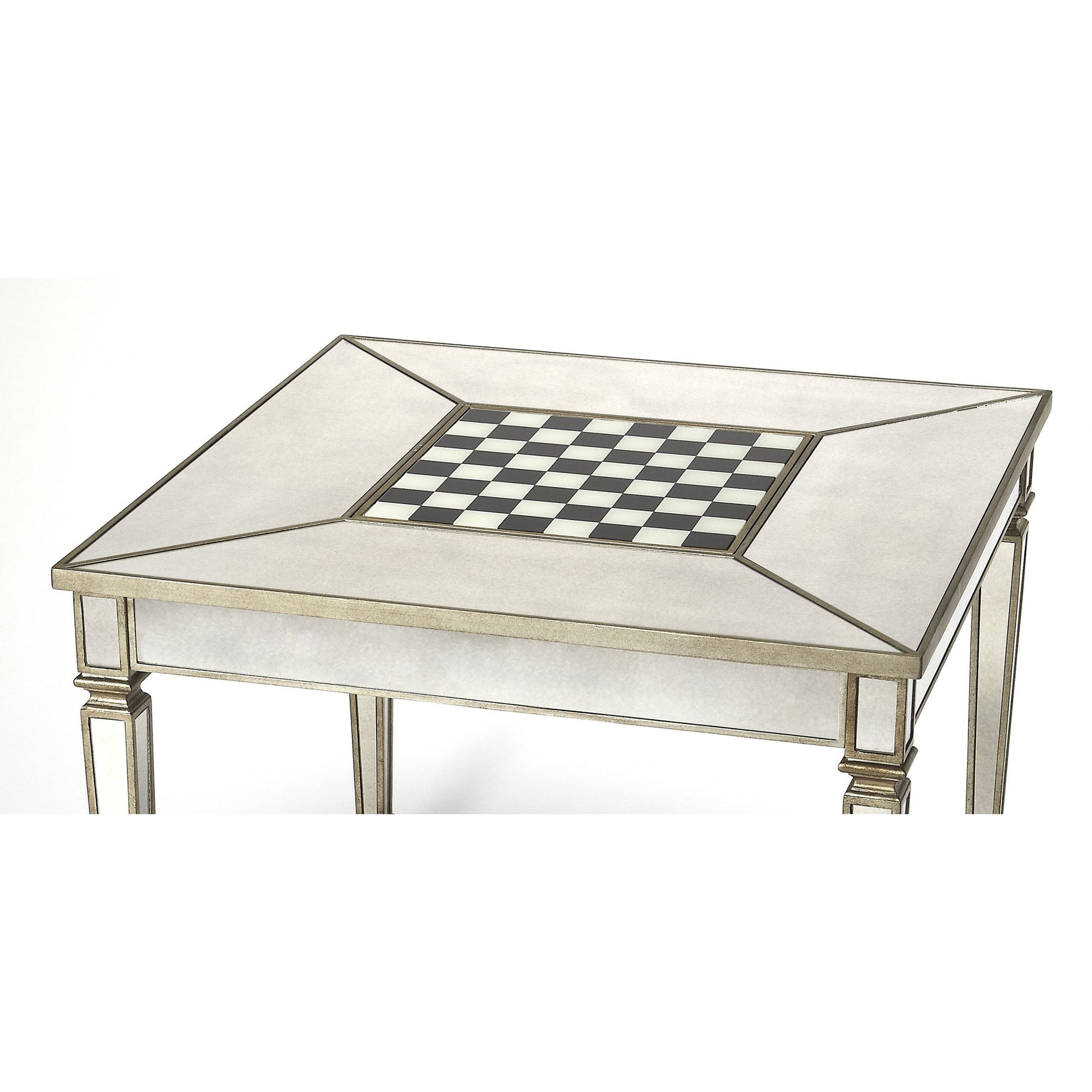 Celeste Mirrored Game Table by Butler Specialty Company in silver and mirror. Made from poplar hardwood solids, mdf in a traditional style.
