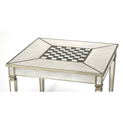 Celeste Mirrored Game Table by Butler Specialty Company in silver and mirror. Made from poplar hardwood solids, mdf in a traditional style.