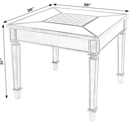 Celeste Mirrored Game Table by Butler Specialty Company in silver and mirror. Made from poplar hardwood solids, mdf in a traditional style.