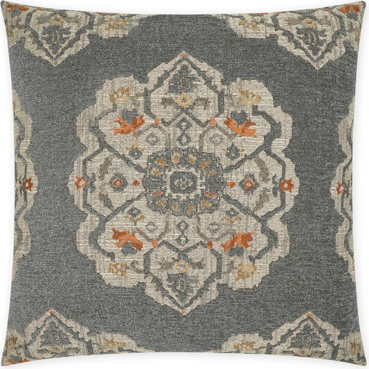 Gathering Pillow by DV Kap Home in grey. Made from 70% polyester, 30% polyester chenille in a traditional style.