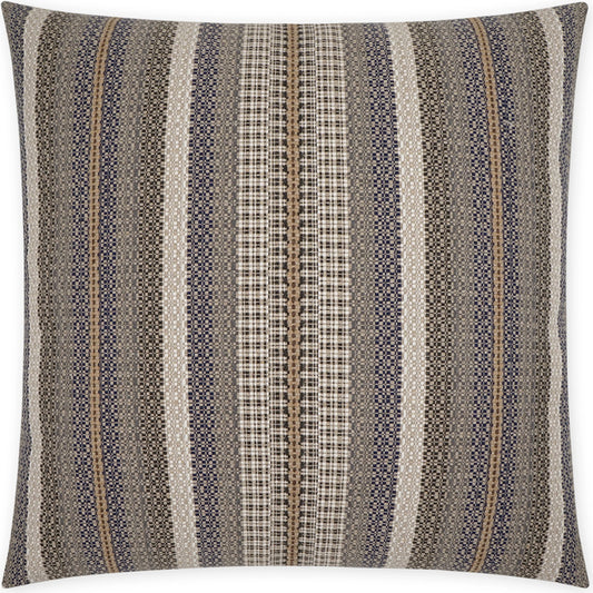 Lalam Pillow by DV Kap Home in blue, tan/taupe. Made from 57% post industrial cotton, 38% post industrial polyester, 4% wool, 1% nylon in a modern style.