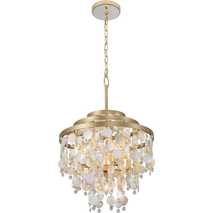 Kalani Chandelier by Varaluz in french gold. Made from unique in a traditional style.