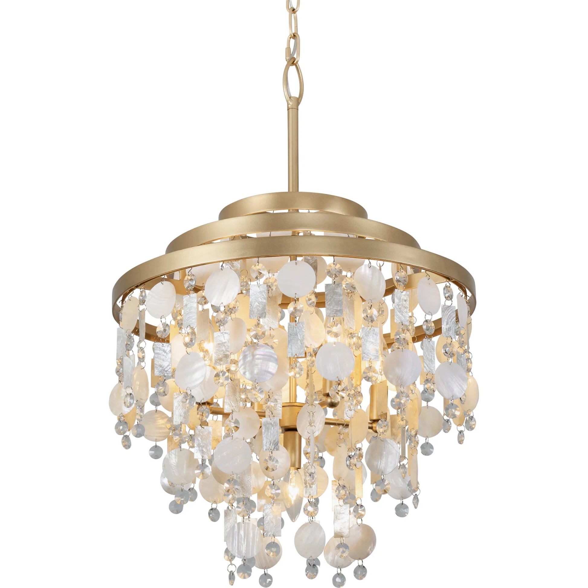 Kalani Chandelier by Varaluz in french gold. Made from unique in a traditional style.