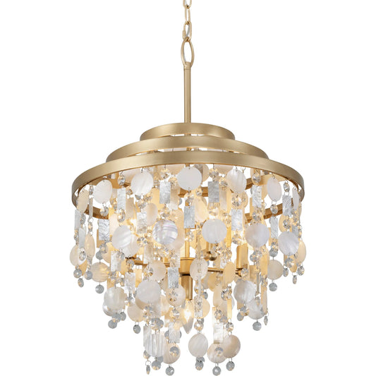 Kalani Chandelier by Varaluz in french gold. Made from unique in a unique style.