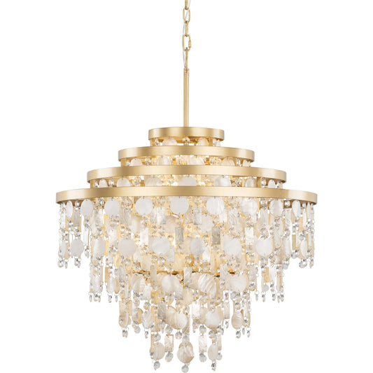 Kalani Chandelier by Varaluz in french gold. Made from unique in a traditional style.
