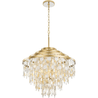 Kalani Chandelier by Varaluz in french gold. Made from unique in a traditional style.