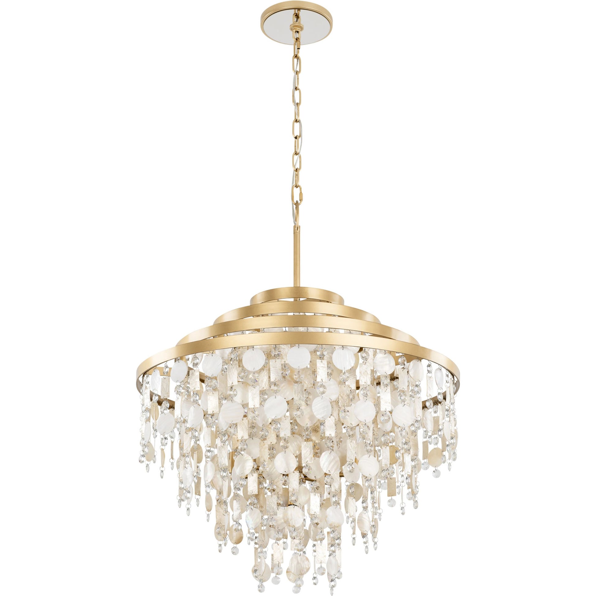 Kalani Chandelier by Varaluz in french gold. Made from unique in a traditional style.