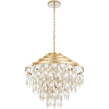 Kalani Chandelier by Varaluz in french gold. Made from unique in a traditional style.