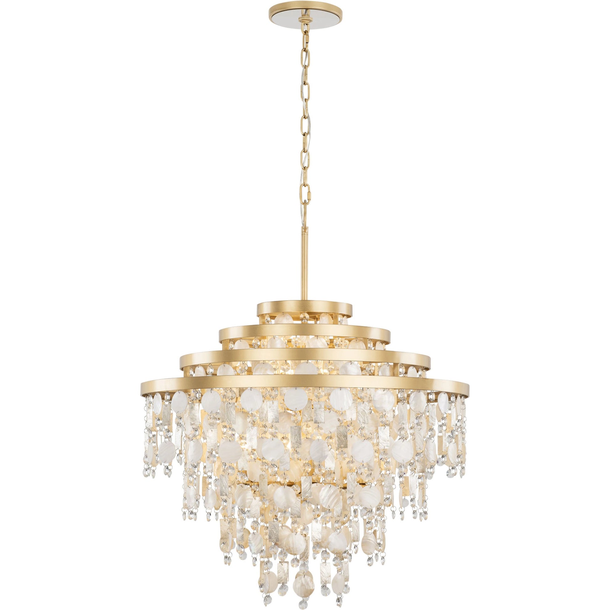 Kalani Chandelier by Varaluz in french gold. Made from unique in a traditional style.