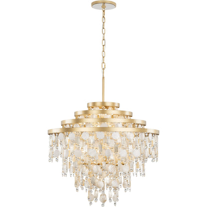 Kalani Chandelier by Varaluz in french gold. Made from unique in a traditional style.