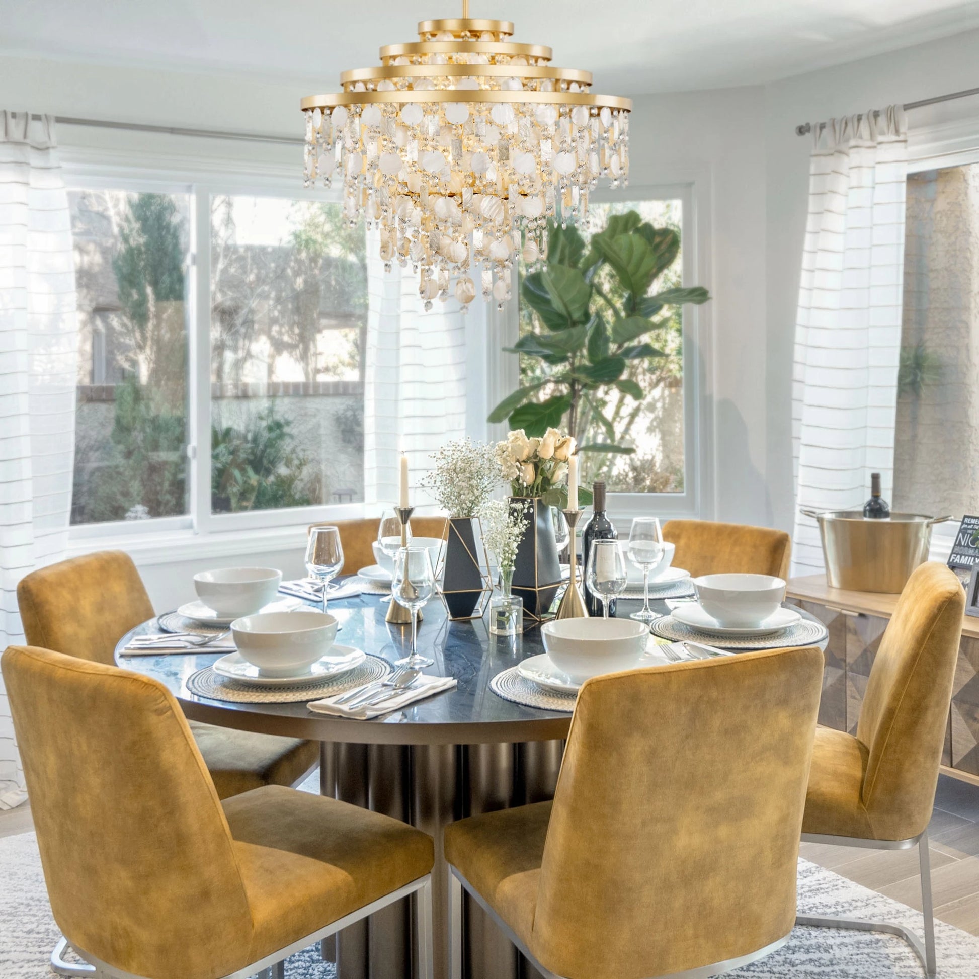 Kalani Chandelier by Varaluz in french gold. Made from unique in a traditional style.