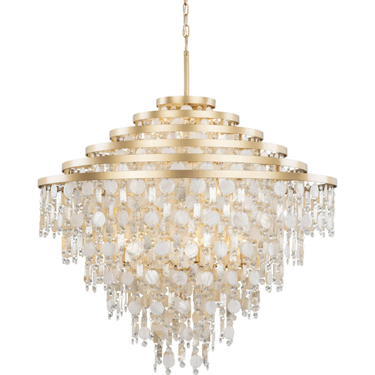 Kalani Chandelier by Varaluz in french gold. Made from unique in a traditional style.