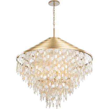Kalani Chandelier by Varaluz in french gold. Made from unique in a traditional style.