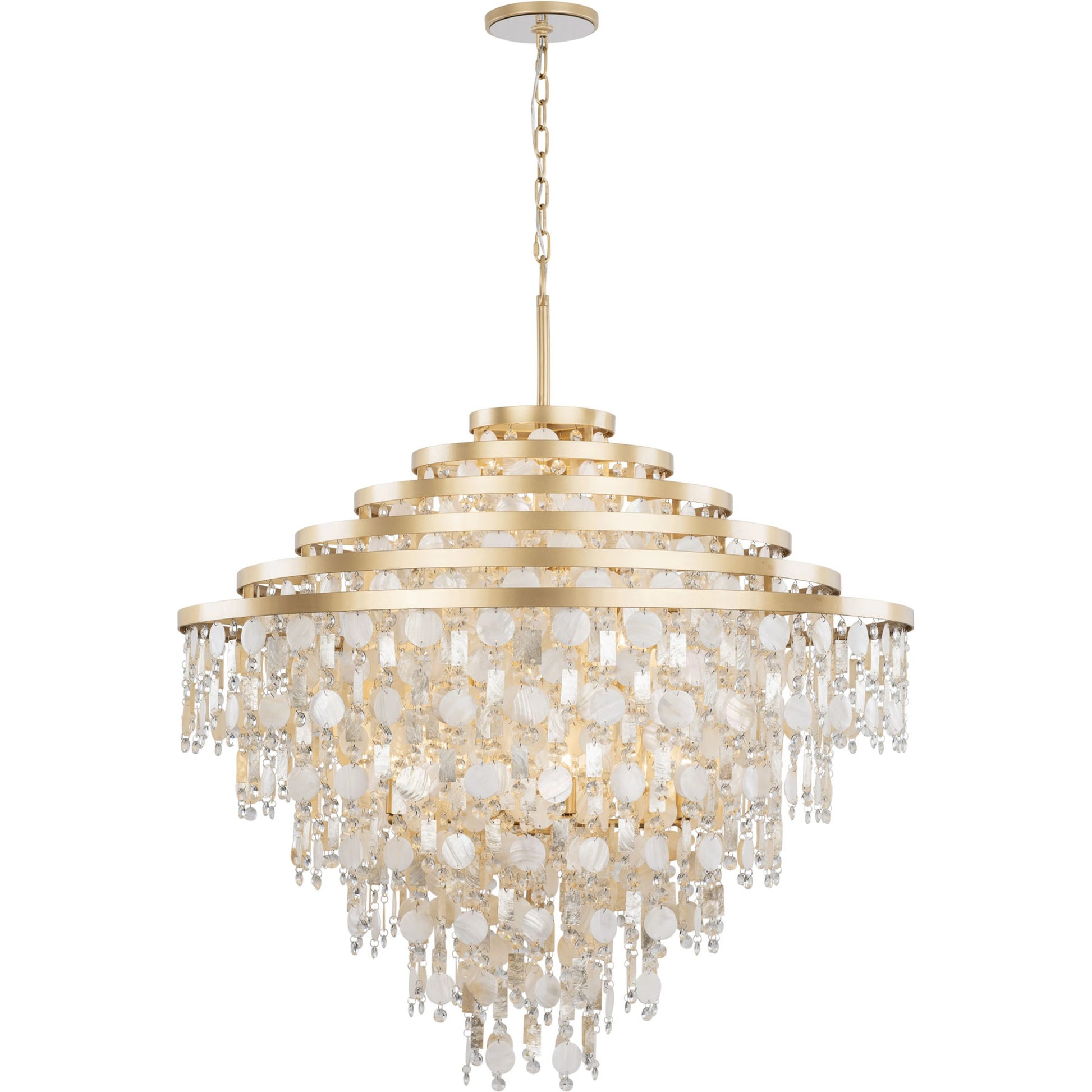 Kalani Chandelier by Varaluz in french gold. Made from unique in a traditional style.