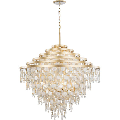 Kalani Chandelier by Varaluz in french gold. Made from unique in a traditional style.