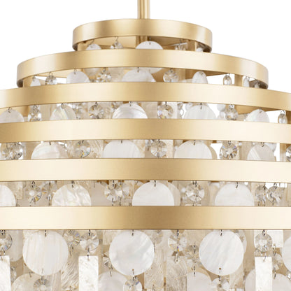Kalani Chandelier by Varaluz in french gold. Made from unique in a traditional style.
