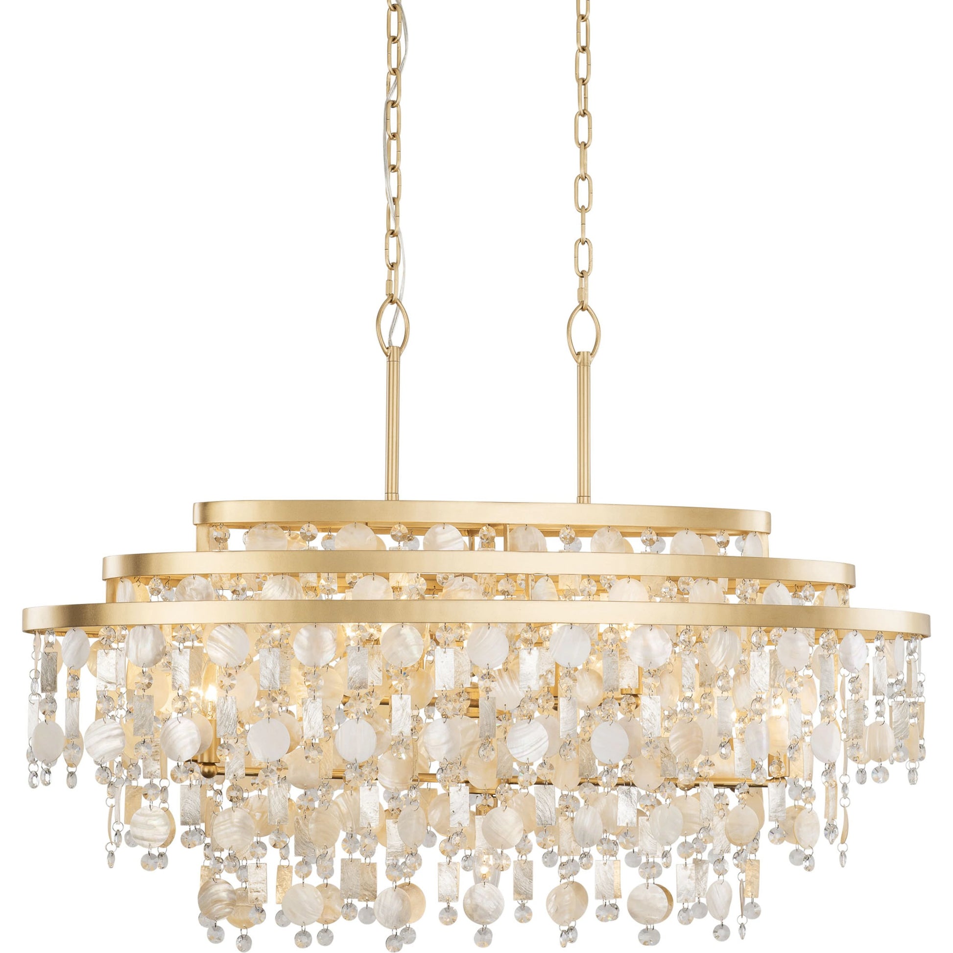 Kalani Linear Pendant by Varaluz in french gold. Made from unique in a traditional style.