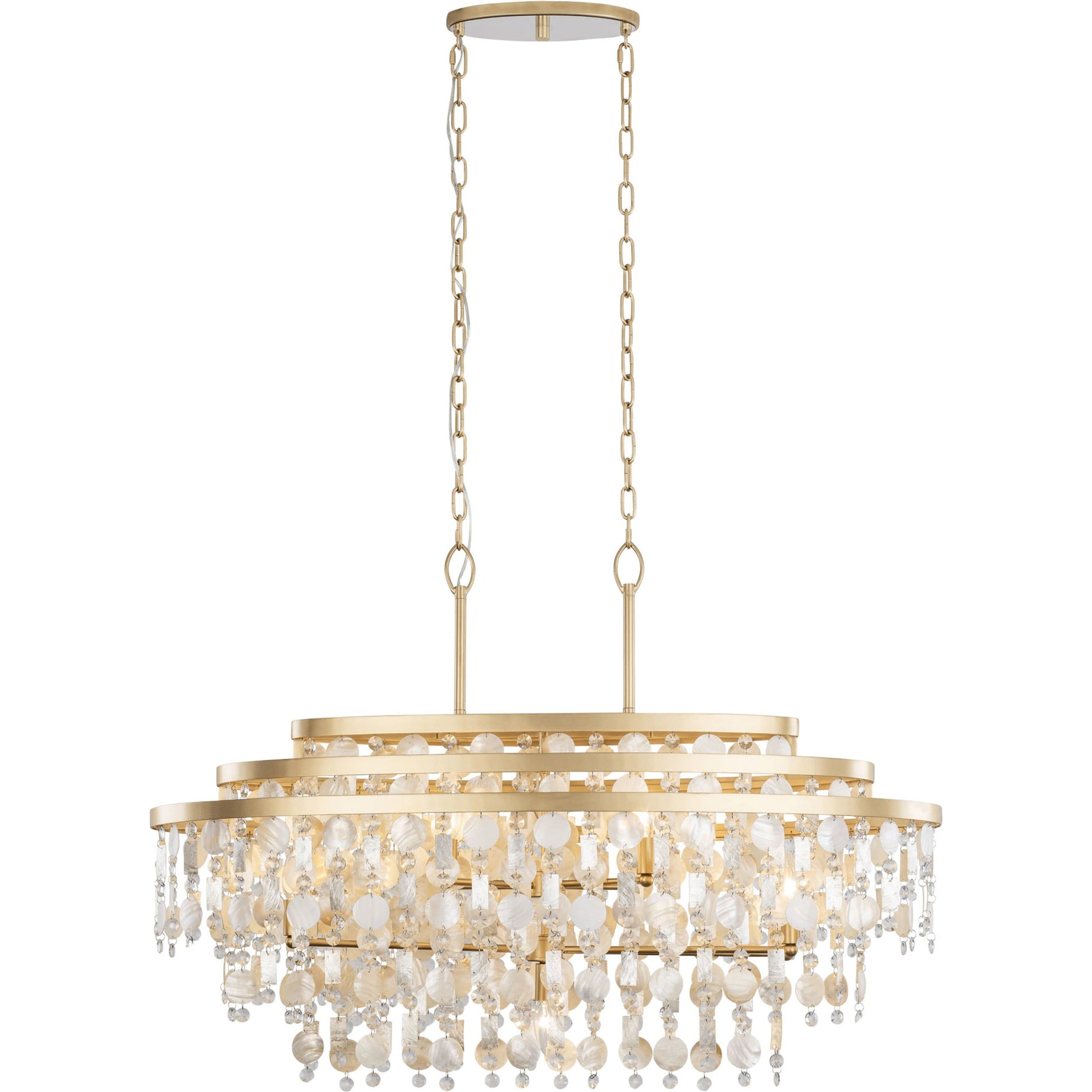 Kalani Linear Pendant by Varaluz in french gold. Made from unique in a traditional style.