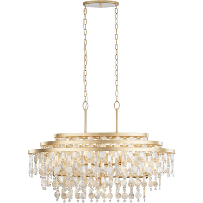 Kalani Linear Pendant by Varaluz in french gold. Made from unique in a traditional style.