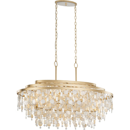 Kalani Linear Pendant by Varaluz in french gold. Made from unique in a traditional style.