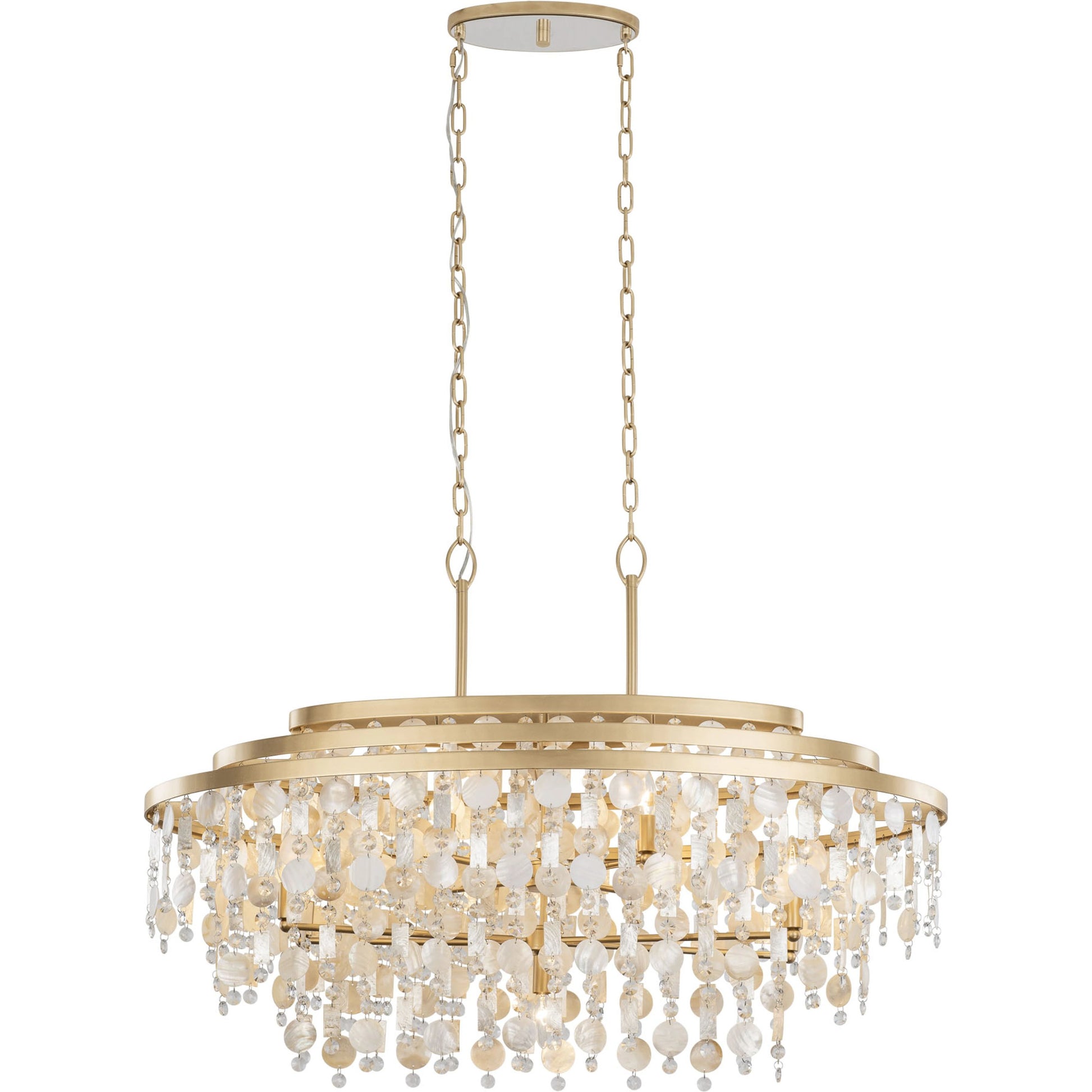 Kalani Linear Pendant by Varaluz in french gold. Made from unique in a traditional style.